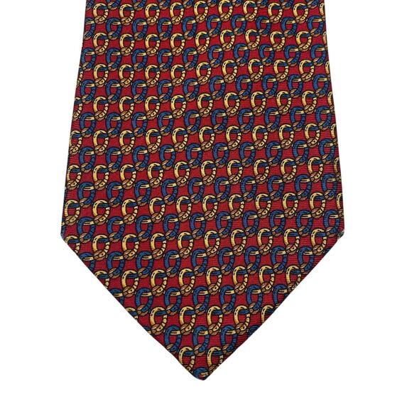 Brooks Brothers Makers Tie Men's Necktie Silk Chain Red Blue Yellow - Picture 3 of 6
